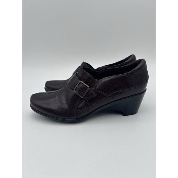 Clark’s Women’s 9 Brown Side Buckle Heel Clogs Loafers Comfort Shoes - Picture 1 of 9